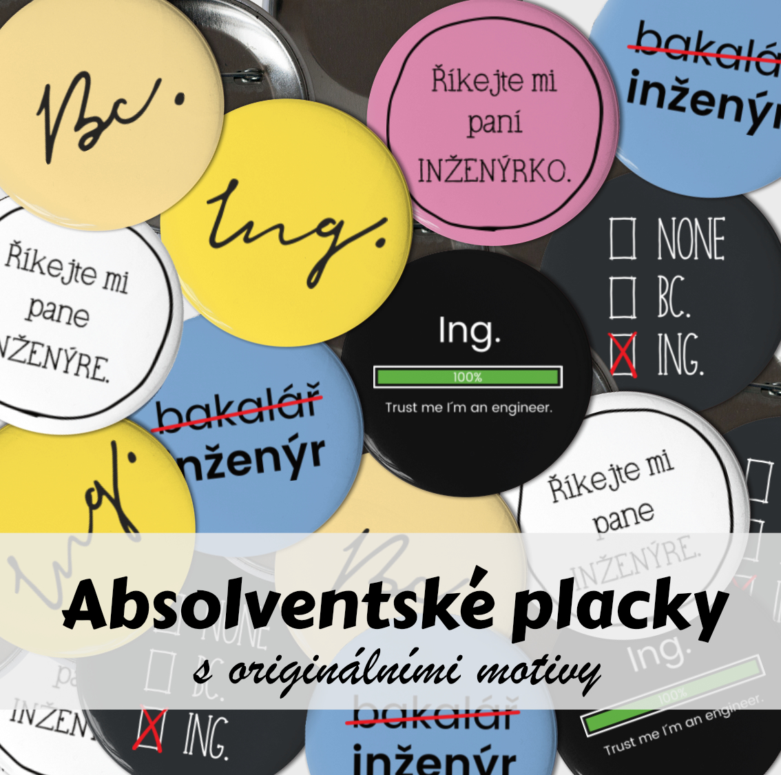 Odznáček  s potiskem Ing. zaškrtnuto