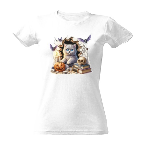 Tričko s potiskem Halloweenská kočička
