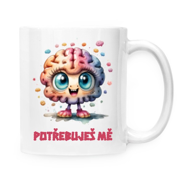Hrnek malý bílý s potiskem Mozek